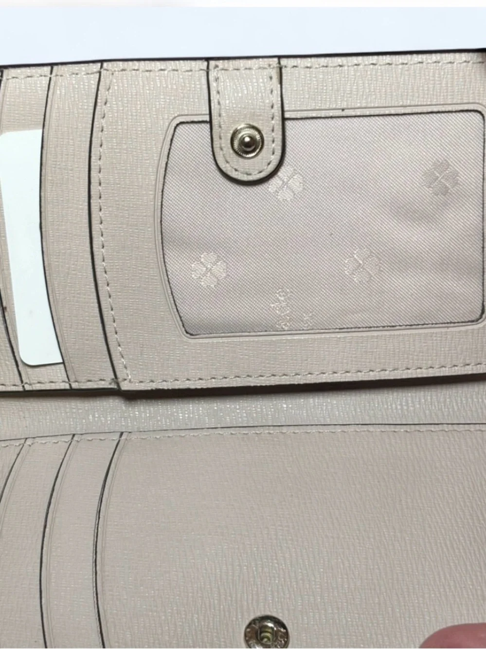 kate spade Two-Tone Cream and Tan Saffiano Zip Card Case